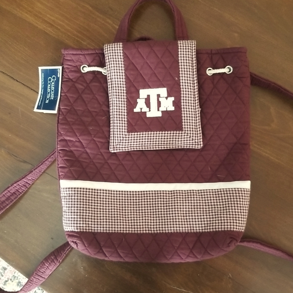 Texas A&M University Quilted Backpack, Maroon and White, NWT